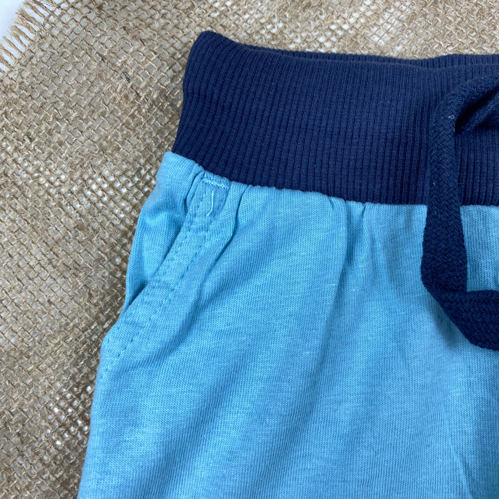 شلوارک نوزادی برند لوپیلو طرح نهنگ و ماهی ها جیب دار بندک سرمه ای آبی آسمانی رنگ - 12 تا 24 ماه