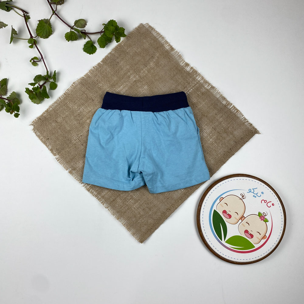 شلوارک نوزادی برند لوپیلو طرح نهنگ و ماهی ها جیب دار بندک سرمه ای آبی آسمانی رنگ - 12 تا 24 ماه