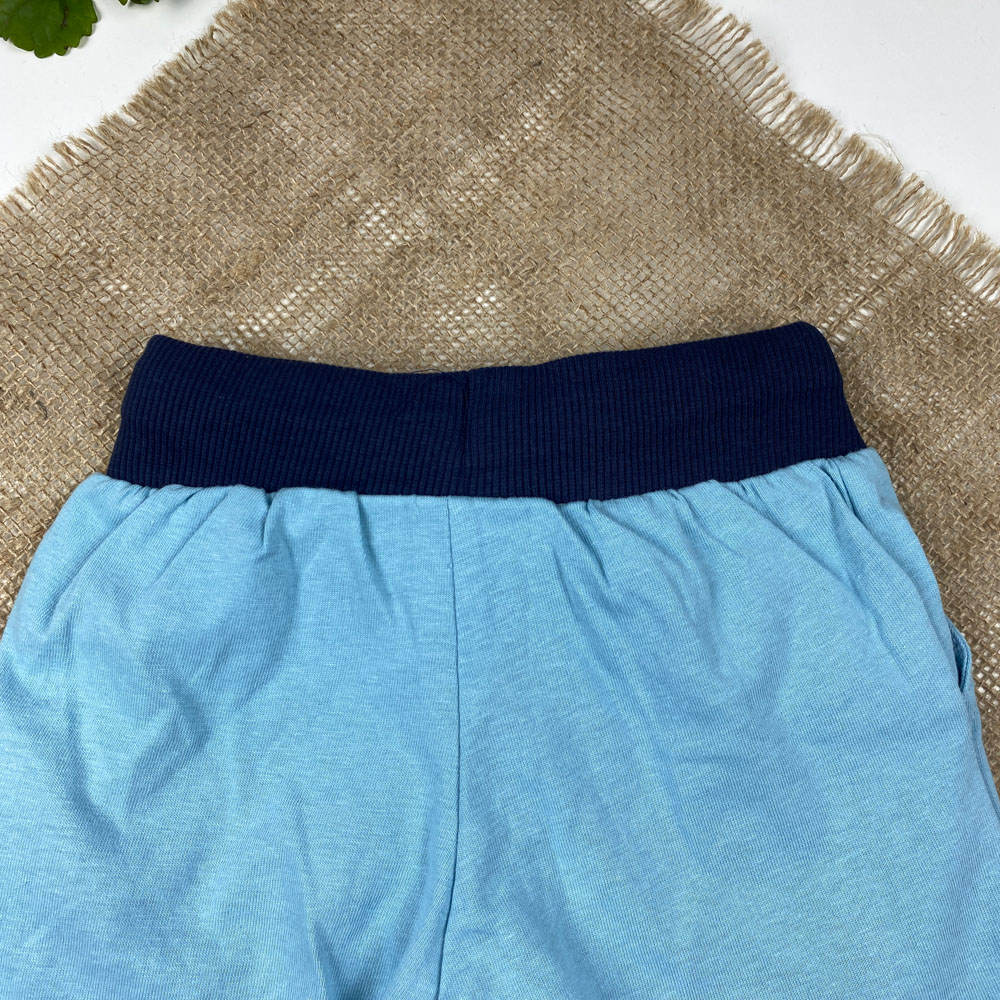 شلوارک نوزادی برند لوپیلو طرح نهنگ و ماهی ها جیب دار بندک سرمه ای آبی آسمانی رنگ - 12 تا 24 ماه