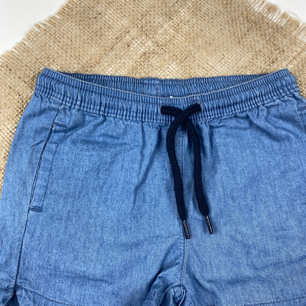 شلوارک برند لوپیلو طرح جیب دار بندک سرمه ای طرح جین کاغذی رنگ - 2 تا 4 سال