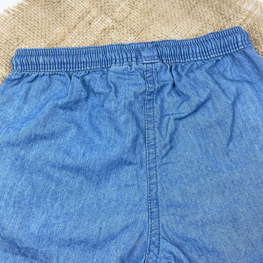 شلوارک برند لوپیلو طرح جیب دار بندک سرمه ای طرح جین کاغذی رنگ - 2 تا 4 سال