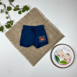 شلوارک نوزادی پسرانه برند لوپیلو طرح خرچنگ جیب دار بندک سرمه ای سرمه ای رنگ - 2 تا 6 ماه