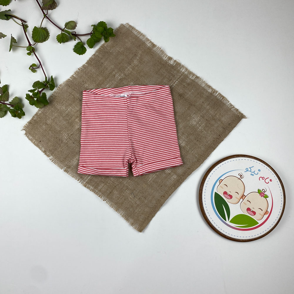 شلوارک نوزادی برند لوپیلو طرح راه راه لبه تا شده قرمز رنگ - 12 تا 24 ماه