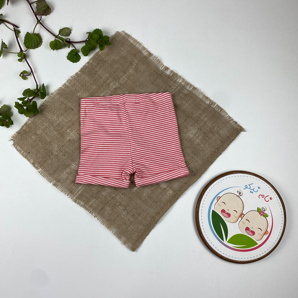 شلوارک نوزادی برند لوپیلو طرح راه راه لبه تا شده قرمز رنگ - 12 تا 24 ماه