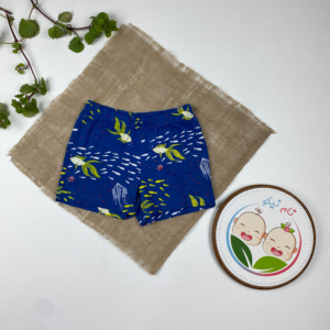 شلوارک نوزادی دخترانه طرح دریا و ماهی سرمه ای رنگ - 12 تا 24 ماه