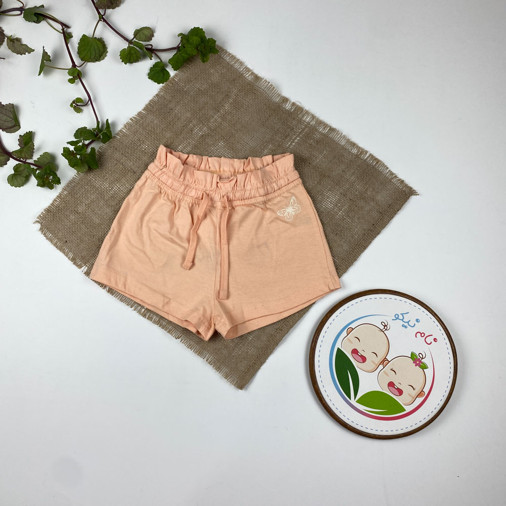 شلوارک دخترانه برند لوپیلو طرح پروانه کمرچین دار بندک گلبهی گلبهی رنگ - 2 تا 4 سال