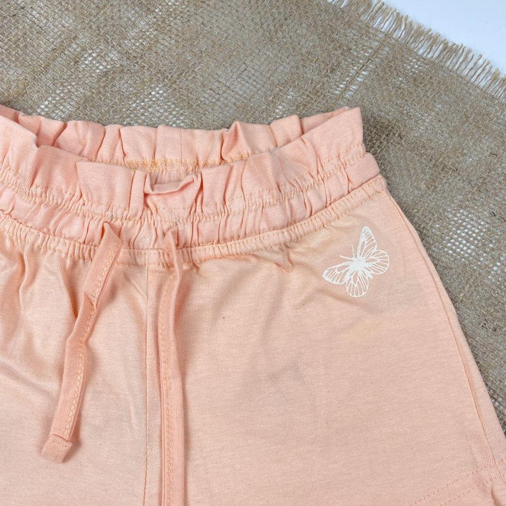 شلوارک دخترانه برند لوپیلو طرح پروانه کمرچین دار بندک گلبهی گلبهی رنگ - 2 تا 4 سال