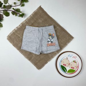 شلوارک نوزادی طرح تام جری بندک طوسی طوسی روشن رنگ - 12 تا 24 ماه