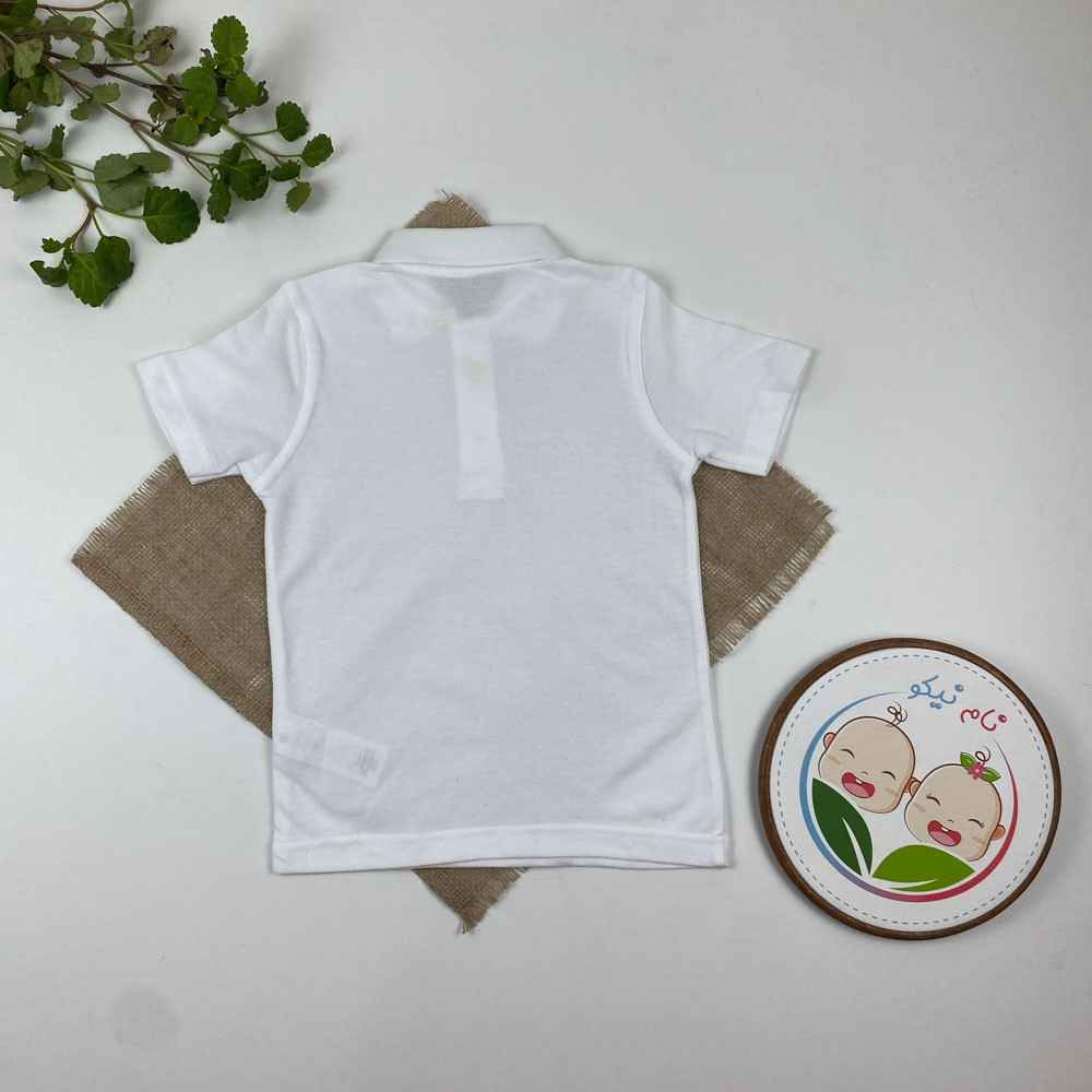 تیشرت آستین کوتاه طرح ساده یقه دار سفید رنگ - 3 تا 4 سال