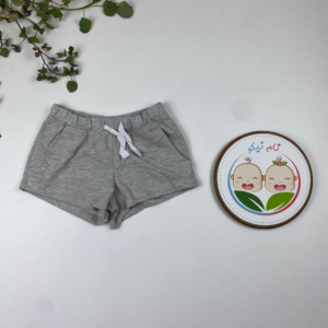 شلوارک دخترانه طرح جیب دار کمرکش طوسی رنگ
