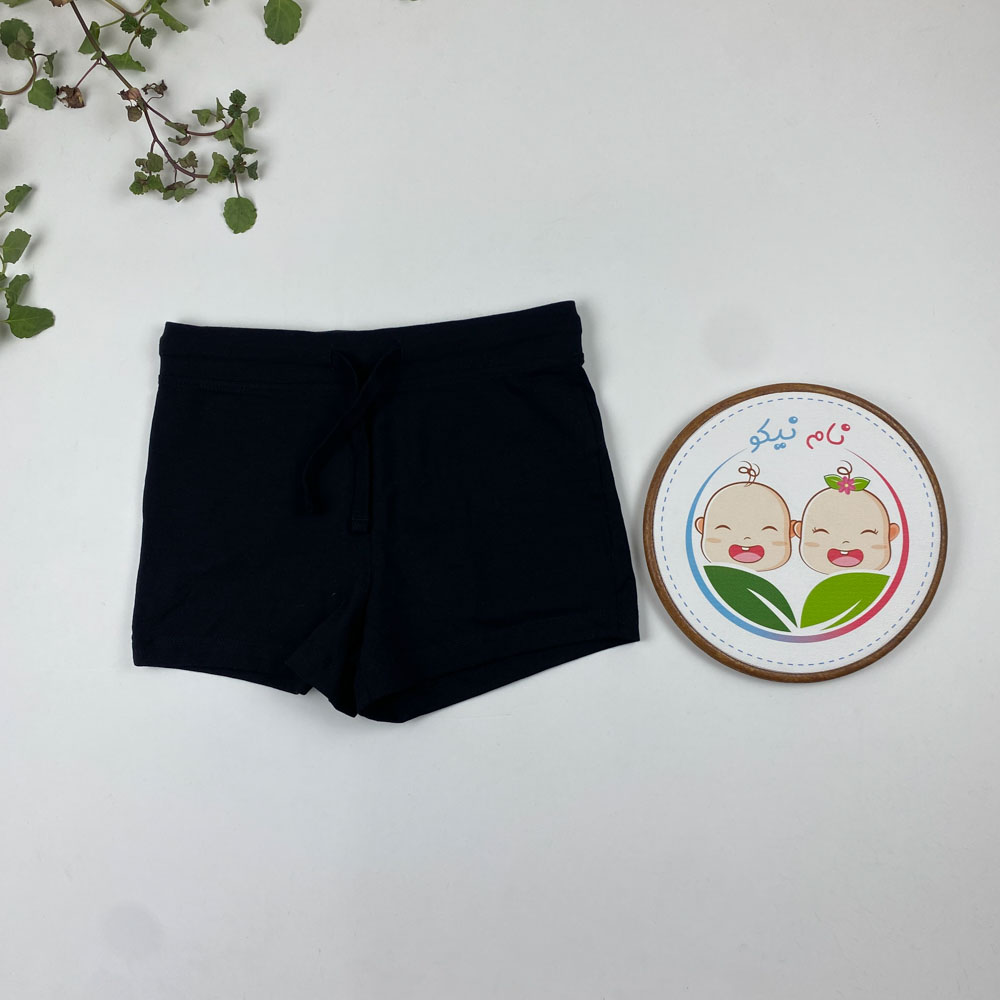 شلوارک دخترانه طرح ساده کمرکش مشکی رنگ