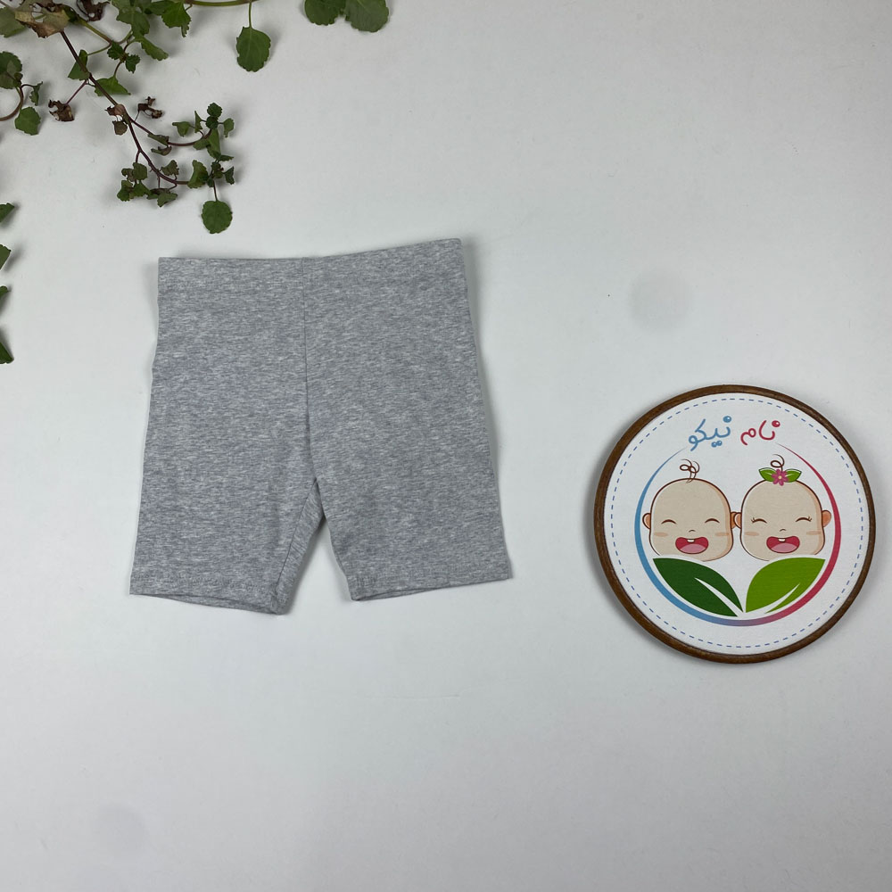 شلوارک طرح ساده کمرکش طوسی روشن رنگ