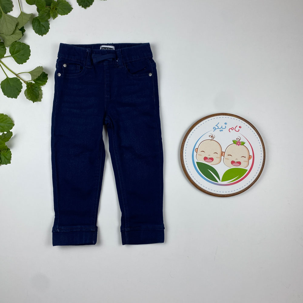 شلوار مچ دار برند lily and dan طرح بندکی کمر دکمه ای سرمه ای رنگ  - 2 تا 3 سال