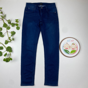 شلوار راسته طرح جیب دار کمردکمه ای سرمه ای رنگ  - 10 تا 11 سال