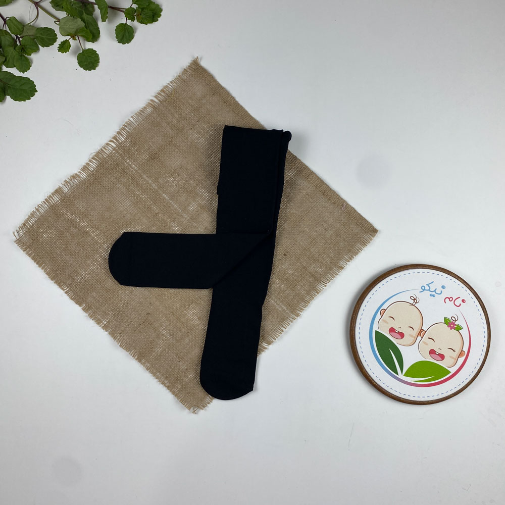 جوراب شلواری دخترانه طرح ساده جورآبی مشکی رنگ