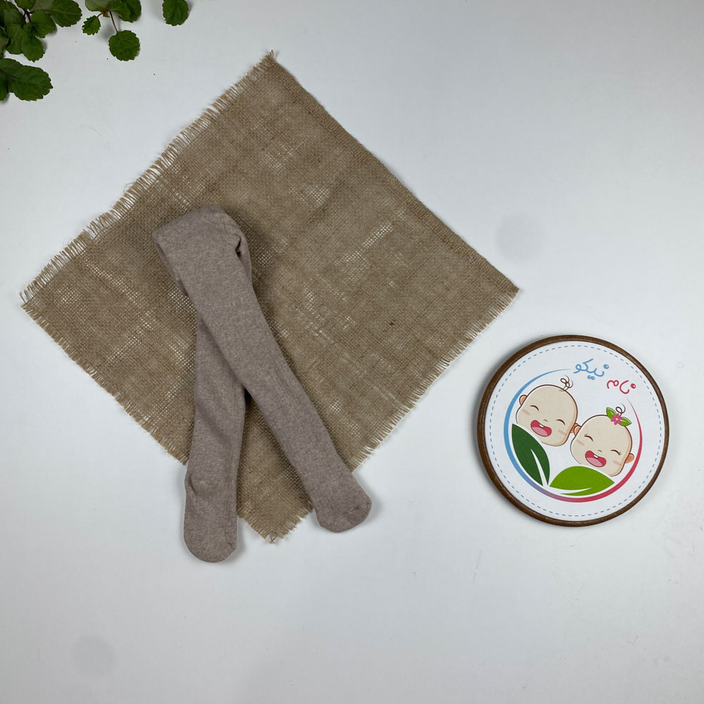 جوراب شلواری نوزادی دخترانه طرح ساده جورآبی نسکافه ای رنگ  - 6 تا 12 ماه