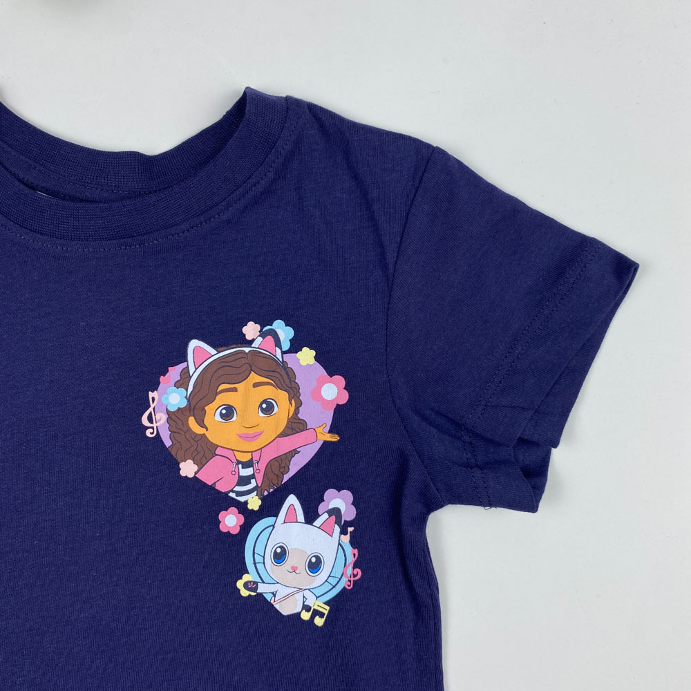 تیشرت دخترانه آستین کوتاه طرح پرنسس یقه گرد سرمه ای رنگ - 2 تا 4 سال
