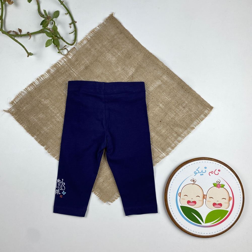 شلوار کوتاه دخترانه ساده طرح ماهی دریایی کمرکش سرمه ای رنگ - 2 تا 4 سال