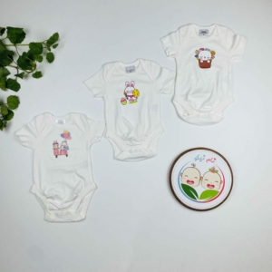 پک سه عددی بادی نوزادی دخترانه آستین کوتاه برند twins طرح دخترک سفید رنگ - 3 تا 6 ماه
