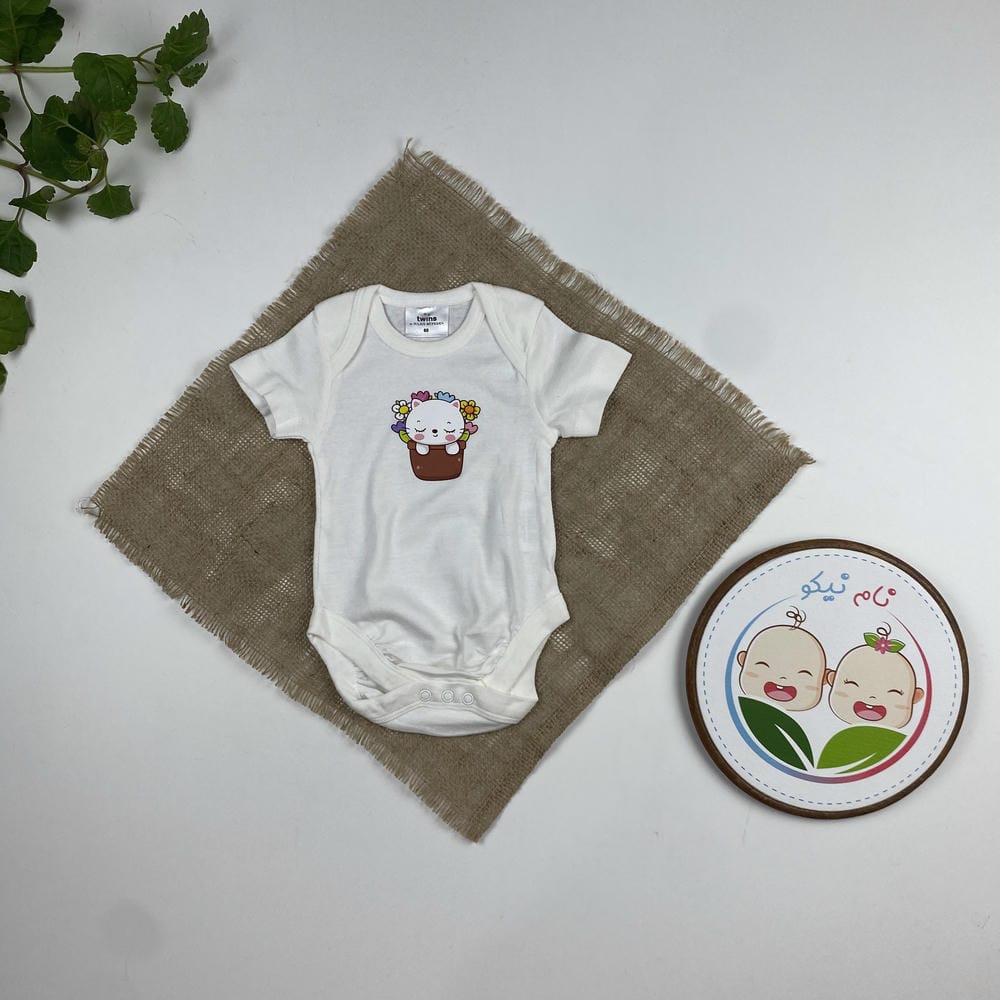 پک سه عددی بادی نوزادی دخترانه آستین کوتاه برند twins طرح دخترک سفید رنگ - 3 تا 6 ماه