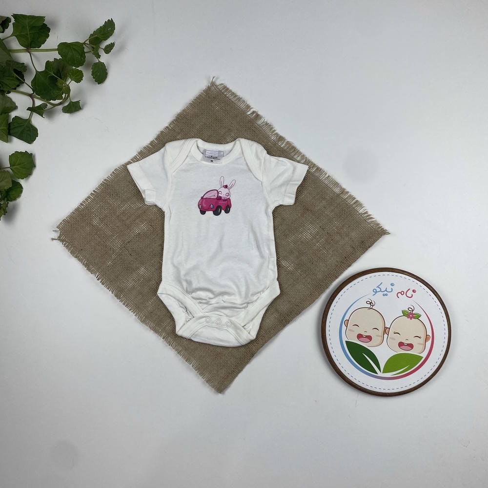 پک سه عددی بادی نوزادی دخترانه آستین کوتاه برند twins طرح حیوانات سفید رنگ - 3 تا 6 ماه