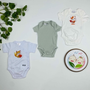 پک سه عددی بادی نوزادی پسرانه آستین کوتاه برند twins طرح روباه صدری رنگ - 3 تا 6 ماه