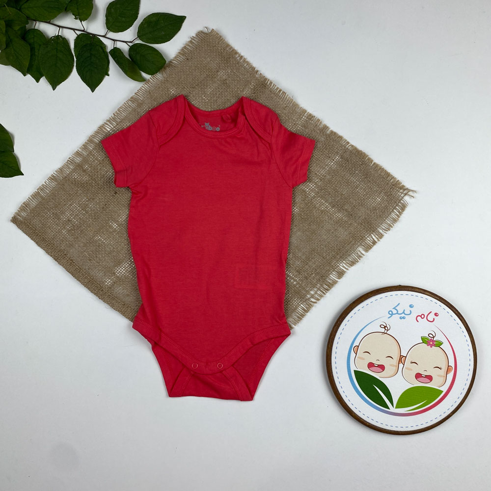 بادی نوزادی دخترانه آستین کوتاه طرح ساده یقه گرد سرخابی رنگ - 6 تا 12 ماه