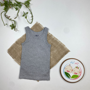 تاپ نخ پنبه طرح ساده طوسی رنگ - 6 تا 8 سال