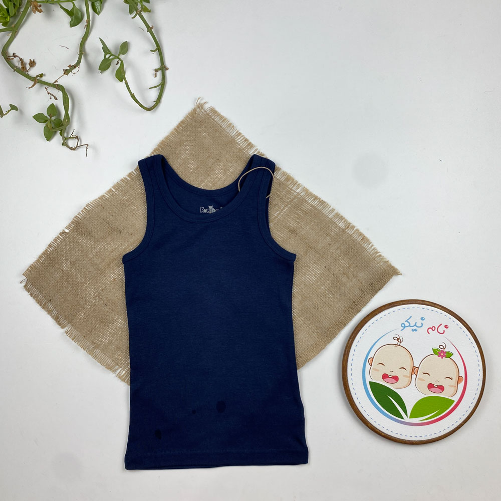 تاپ نخ پنبه طرح ساده سرمه ای رنگ - 6 تا 8 سال