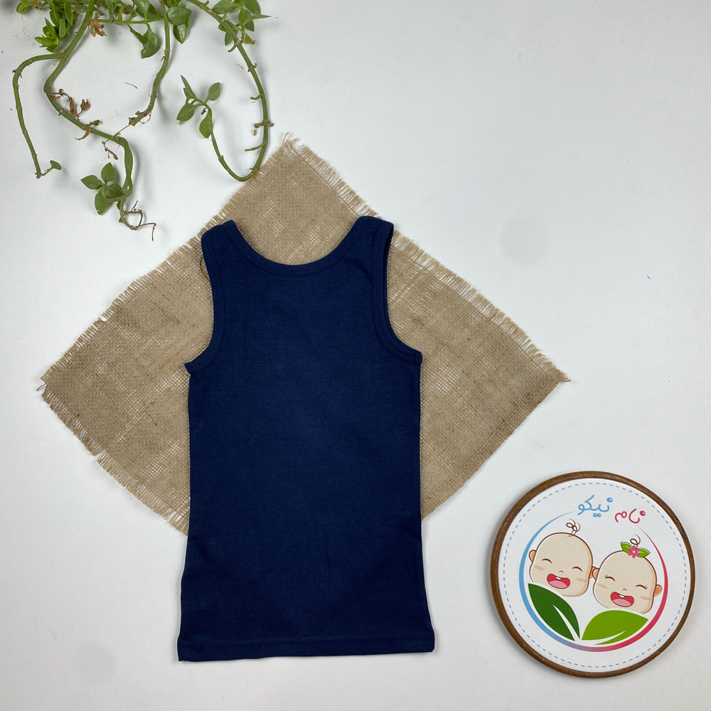 تاپ نخ پنبه طرح ساده سرمه ای رنگ - 6 تا 8 سال
