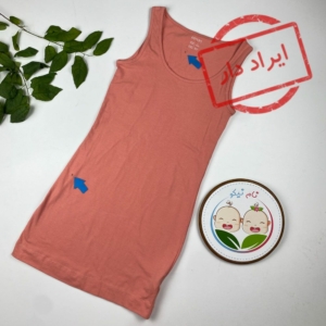 ایراد دار _ پیراهن دخترانه آستین تاپ برند Esmara طرح ساده یقه گرد گلبهی رنگ - 6 تا 8 سال