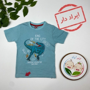 ایراد دار _ تیشرت پسرانه آستین کوتاه طرح تمساح یقه گرد نیلی رنگ - 2 تا 4 سال