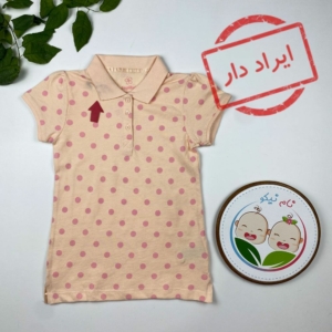 ایراد دار _ تیشرت دخترانه آستین کوتاه برند لوپیلو طرح توپی یقه دار گلبهی رنگ - 4 تا 6 سال