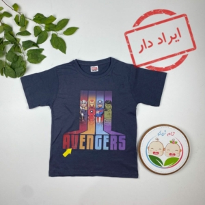 ایراد دار _ تیشرت پسرانه آستین کوتاه طرح چهار قهرمان یقه گرد نوک مدادی رنگ - 8 تا 9 سال