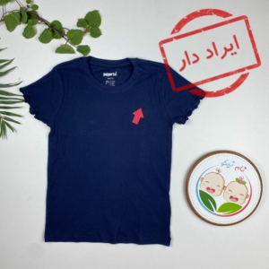 ایراد دار _ تیشرت دخترانه آستین کوتاه برند Pepperts طرح ساده یقه کرد سورمه ای رنگ - 10 تا 12 سال