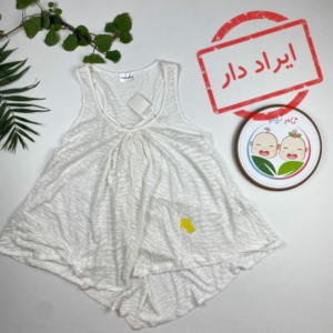 ایراد دار _ تاپ دخترانه آستین تاپ طرح ساده شیری رنگ - 10 تا 12 سال