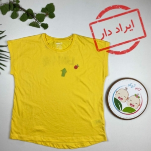 ایراد دار _ تیشرت دخترانه آستین کوتاه برند Pepperts طرح سیب یقه گرد زرد رنگ - 10 تا 12 سال