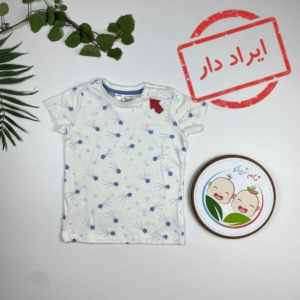 ایراد دار _ تیشرت آستین کوتاه برند لوپیلو طرح ستاره ها یقه گرد سفید رنگ - 3 تا 4 سال