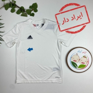 ایراد دار _ تیشرت پسرانه آستین کوتاه طرح آدیداس یقه هفت شیری رنگ - 6 تا 8 سال