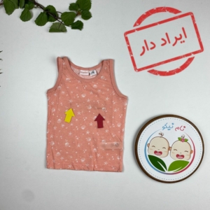 ایراد دار _ تاپ نوزادی دخترانه آستین تاپ برند لوپیلو طرح یقه گرد صدف دریایی گلبهی رنگ - 12 تا 24 ماه