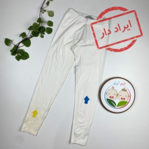 ایراد دار _ شلوار دخترانه طرح راسته ساده سفید رنگ - 8 تا 9 سال