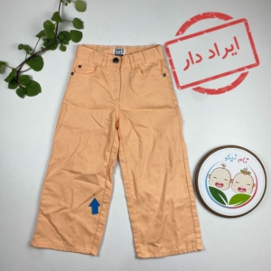 ایراد دار _ شلوار دخترانه برند لوپیلو طرح کمردکمه جیب دار گلبهی رنگ - 6 سال