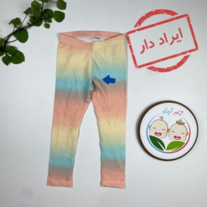ایراد دار _ شلوار دخترانه برند لوپیلو طرح آبرنگی کمرکش گلبهی رنگ - 2 تا 4 سال