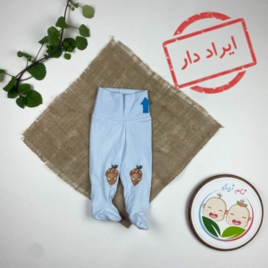 ایراد دار _ شلوار نوزادی پسرانه برند لوپیلو طرح قارچ جورابی کمر کش پهن آبی آسمانی رنگ - 0 تا 2 ماه