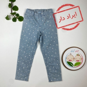 ایراد دار _ شلوار دخترانه برند لوپیلو طرح ستاره ای کمرکش نیلی رنگ - 4 تا 6 سال