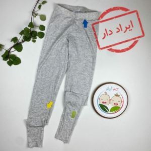 ایراد دار _ شلوار دخترانه طرح ساده کمرکش طوسی رنگ - 12 تا 14 سال