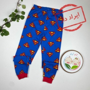 ایراد دار _ شلوار پسرانه طرح اسپایدرمن مچ دار آبی تیره رنگ - 10 تا 12 سال