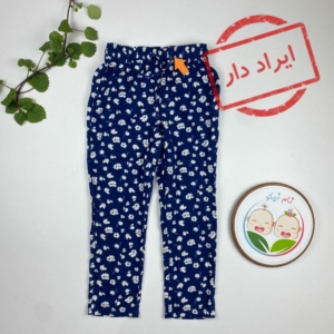 ایراد دار _ شلوار دخترانه برند Lily and Dan طرح گل گلی کمرکش سورمه ای رنگ - 5 سال