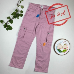 ایراد دار _ شلوار دخترانه برند Lily and Dan طرح کمردکمه ای کالباسی رنگ - 8 تا 9 سال