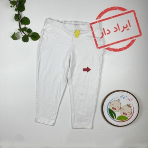 ایراد دار _ شلوارک دخترانه طرح ساده کمرکش سفید رنگ - 10 تا 12 سال